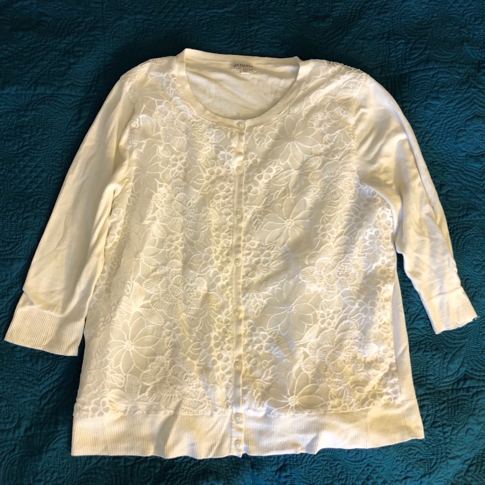 XXL White Merona 3/4 sleeve cardigan